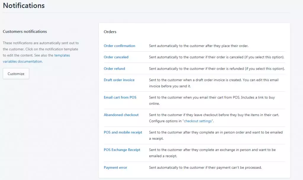 第八讲 shopify的Notifications-通知管理设置