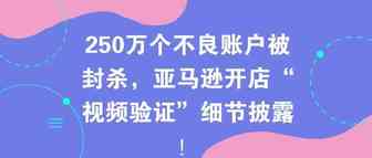 250万个不良账户被封杀，亚马逊开店“视频验证”细节披露！