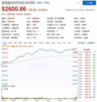 亚马逊股价盘中新高 市值达1.3万亿美元