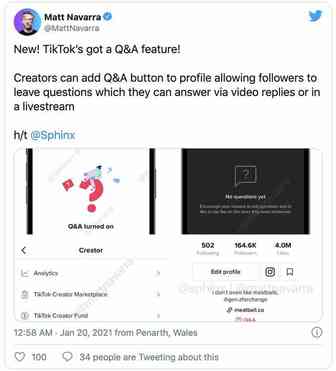 TikTok新问答功能让创作者更容易回应粉丝