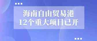 国家发改委：海南自由贸易港12个重大项目已开工