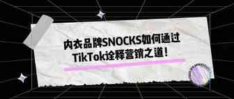 内衣品牌SNOCKS如何通过TikTok诠释营销之道！