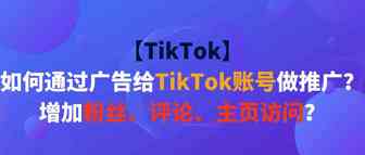 【TikTok】如何通过广告给TikTok账号做推广？增加粉丝、评论、主页访问？