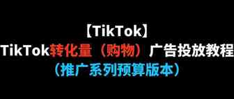 【TikTok】TikTok转化量（购物）广告投放教程（推广系列预算版本）