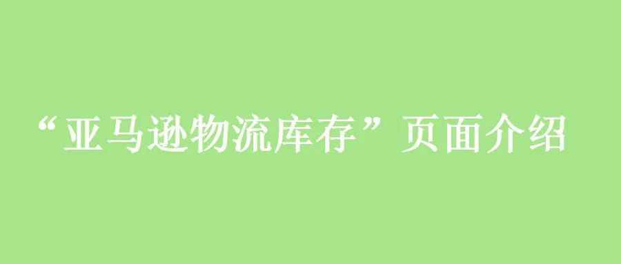 “亚马逊物流库存”页面介绍